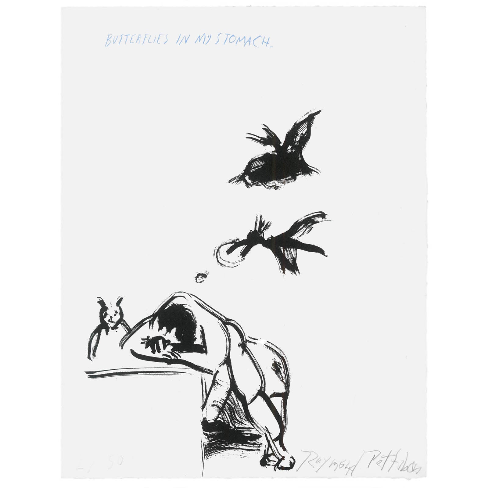 Raymond Pettibon, No Title (Butterflies in My Stomach), lithograph from the Ever Goya Print Portfolio, 2021 image 0