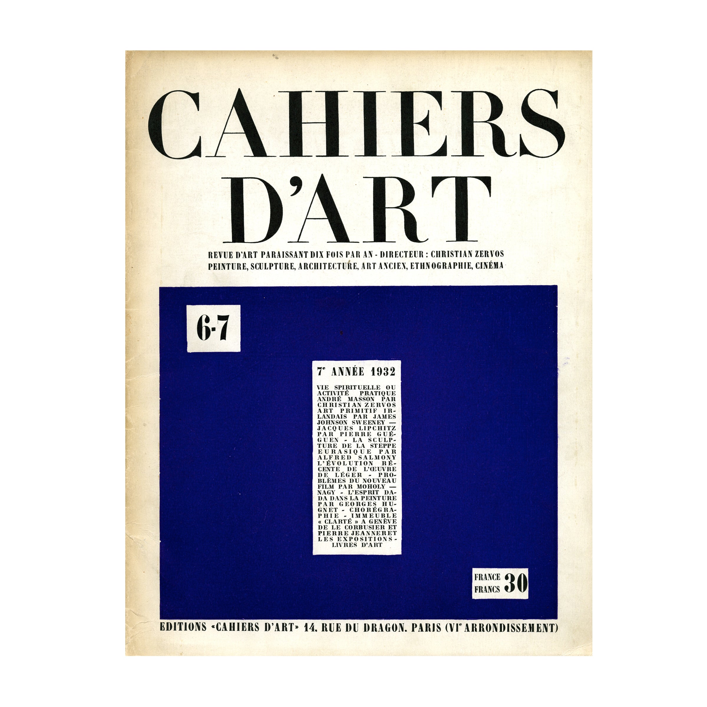 Revue Cahiers d'Art, 1932, n°6-7 image 0