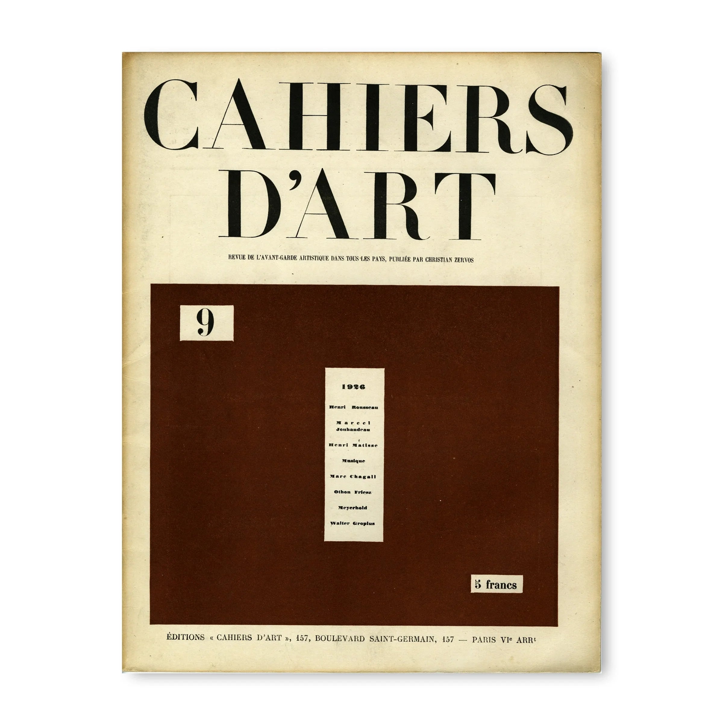 Revue Cahiers d'Art, 1926, n°9 image 0