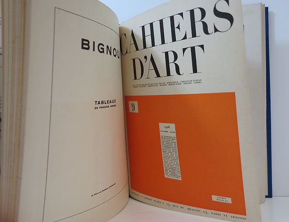 Revue Cahiers d'Art. 1928. Plusieurs numéros reliés (2,3,8,9) image 2