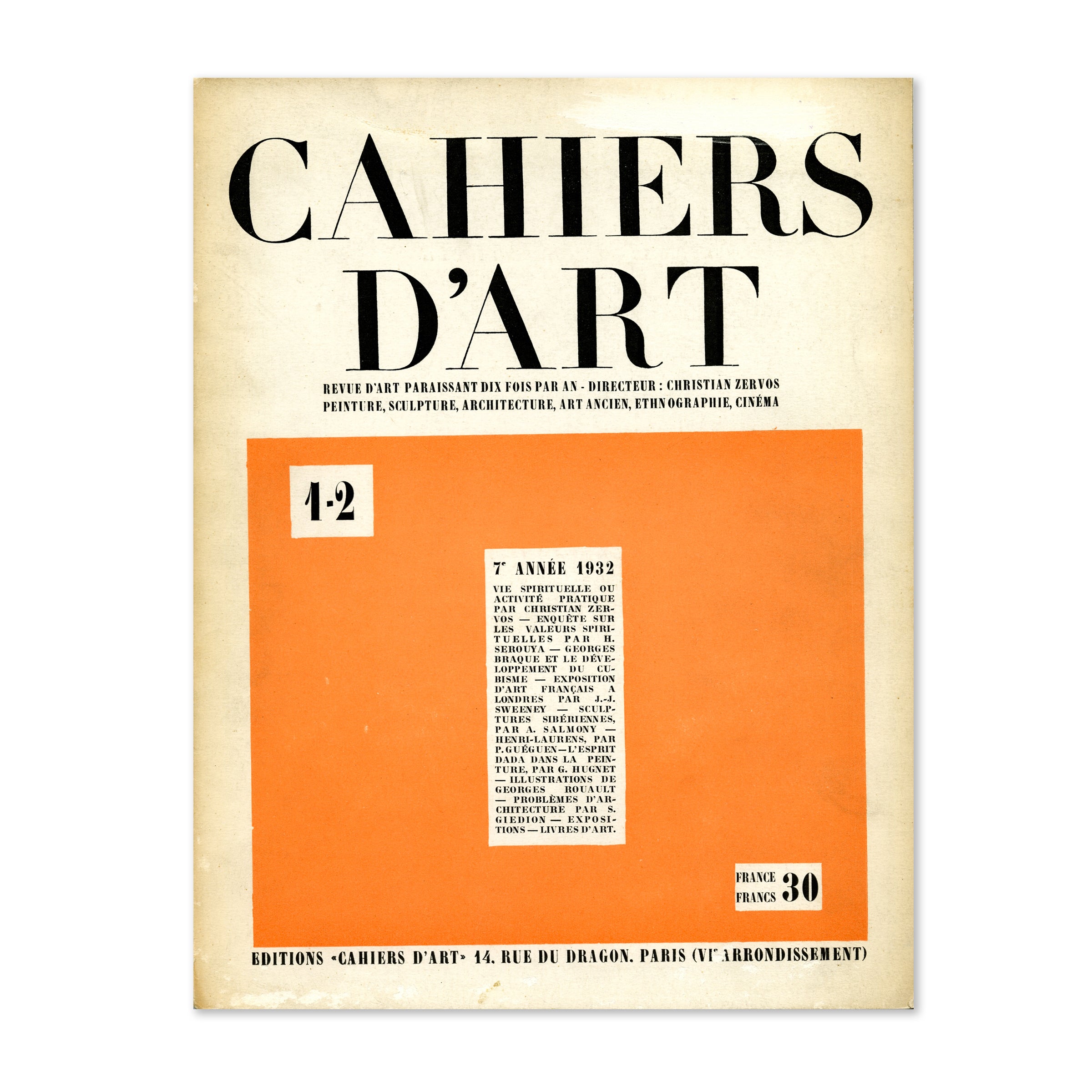 Revue Cahiers d'Art, 1932, n°1-2 image 0