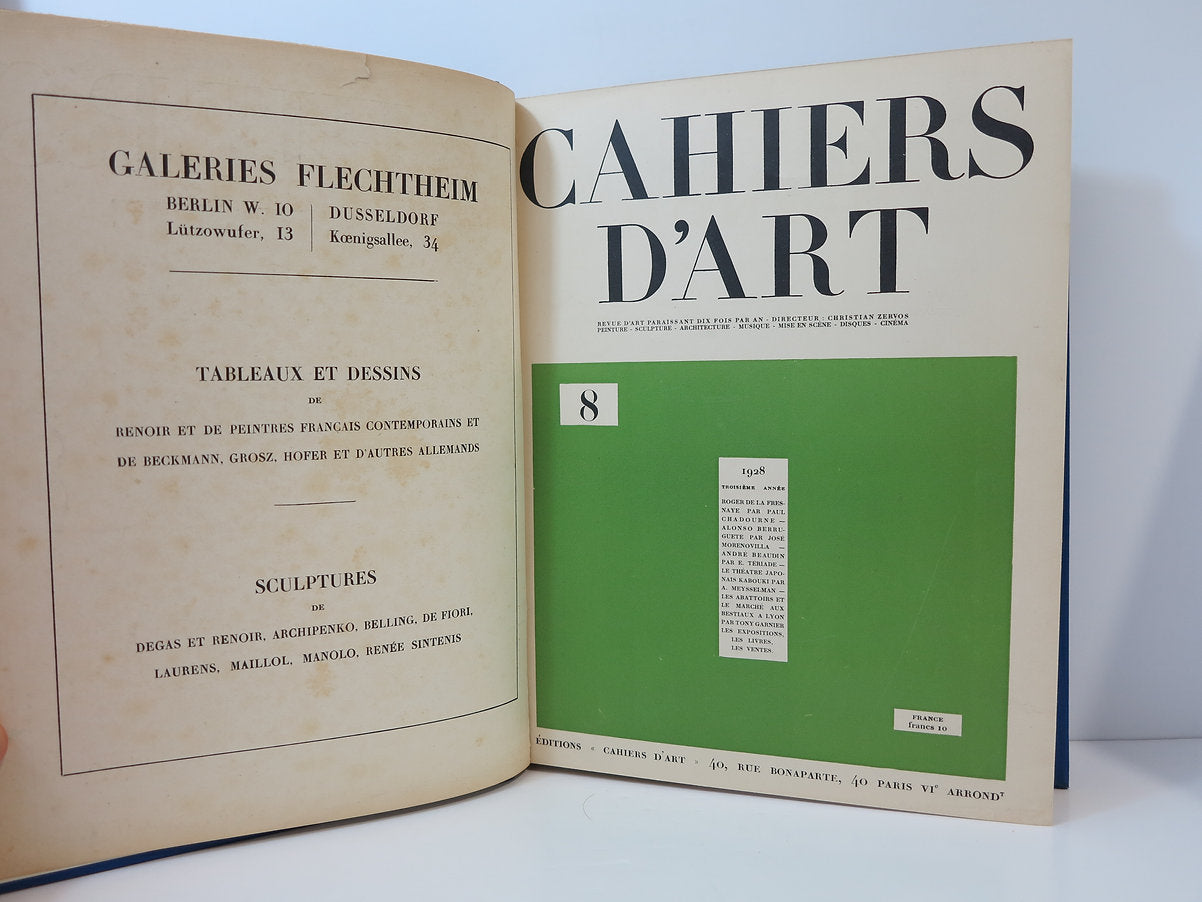 Revue Cahiers d'Art. 1928. Plusieurs numéros reliés (2,3,8,9) image 1