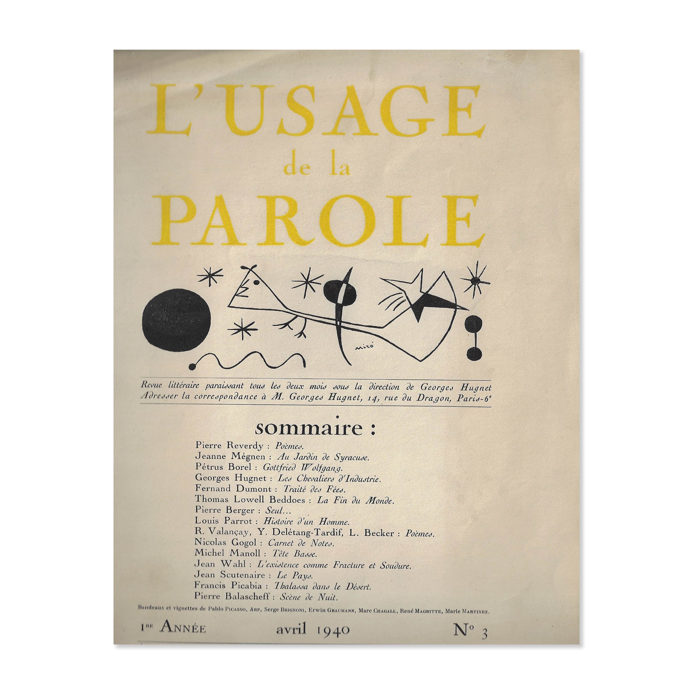 Usage de la parole. Numéro 3. 1940 image 0