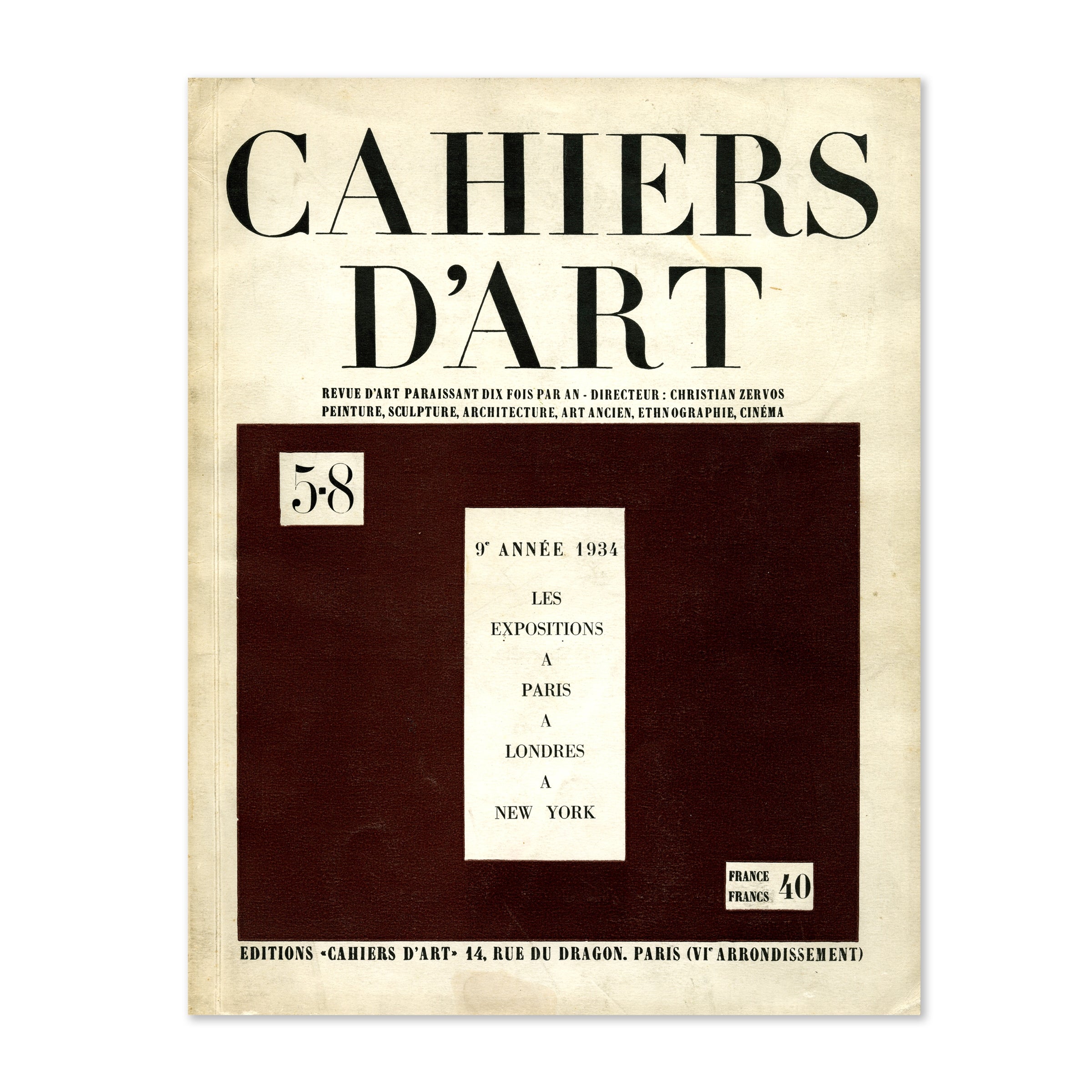 Revue Cahiers d'Art, 1934, n°5-8 image 0