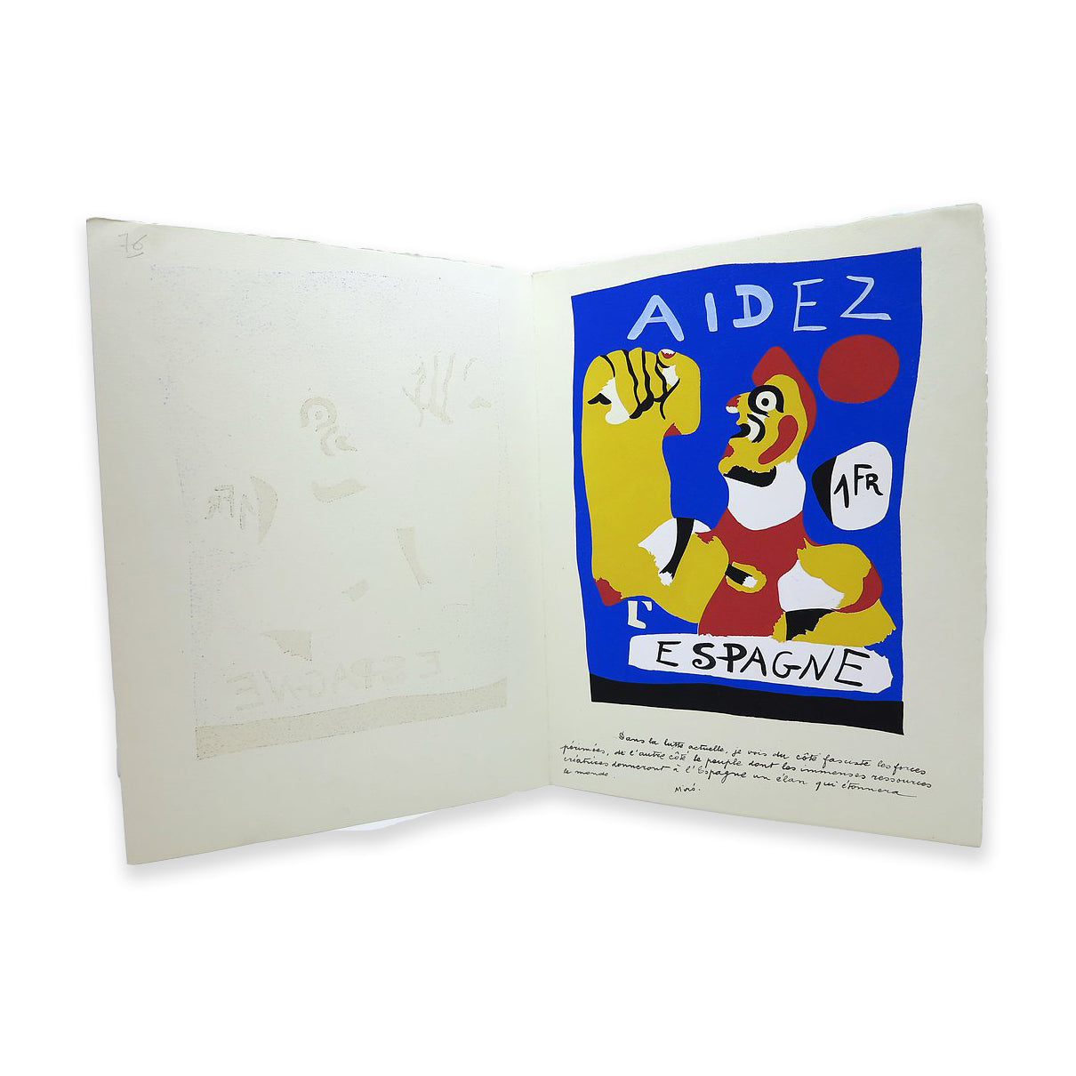 Joan Miro, Stencil for Cahiers d'Art, 1937, 'Aidez l'Espagne' image 0