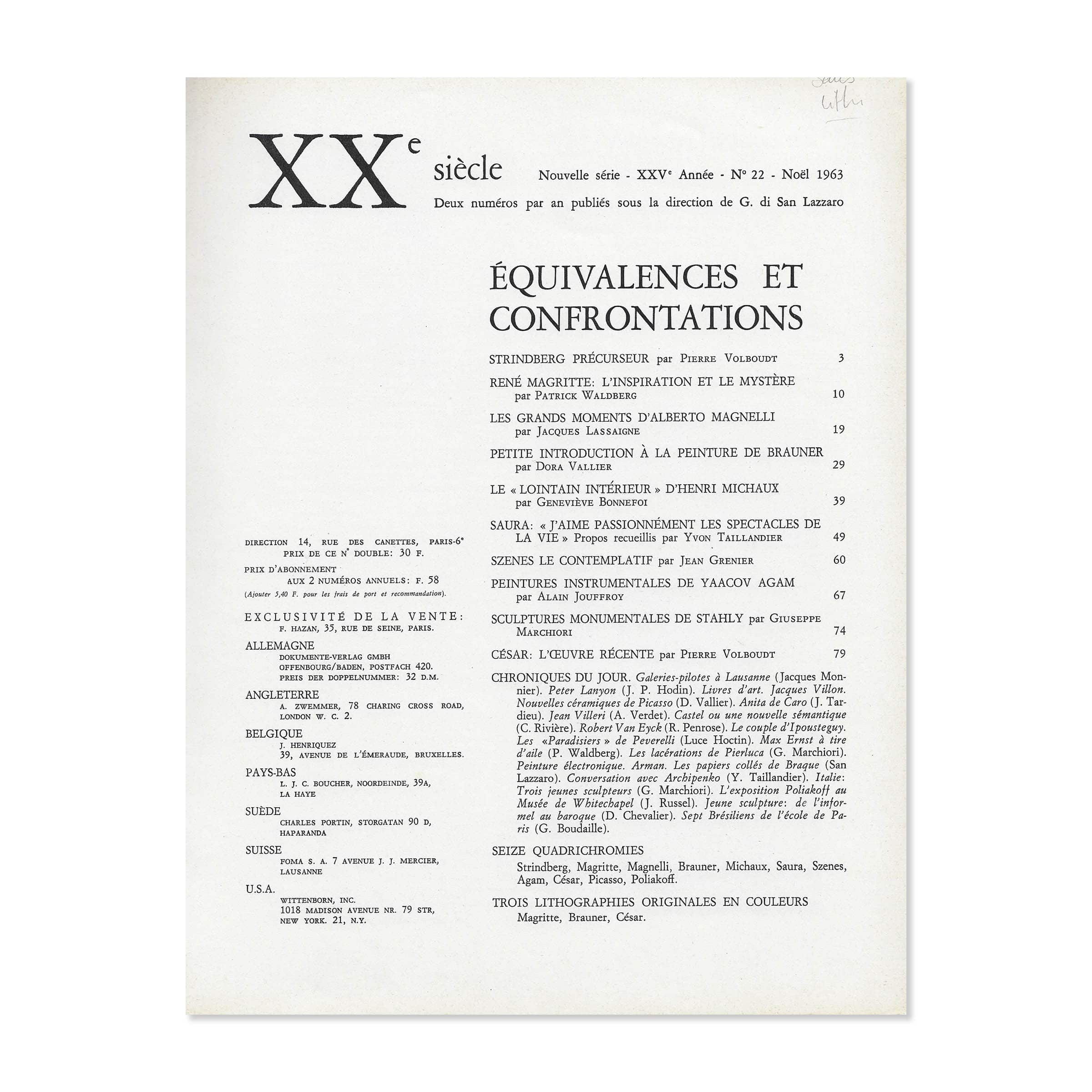 XXe siècle. Équivalences et confrontations, numéro 22, 1963 image 2