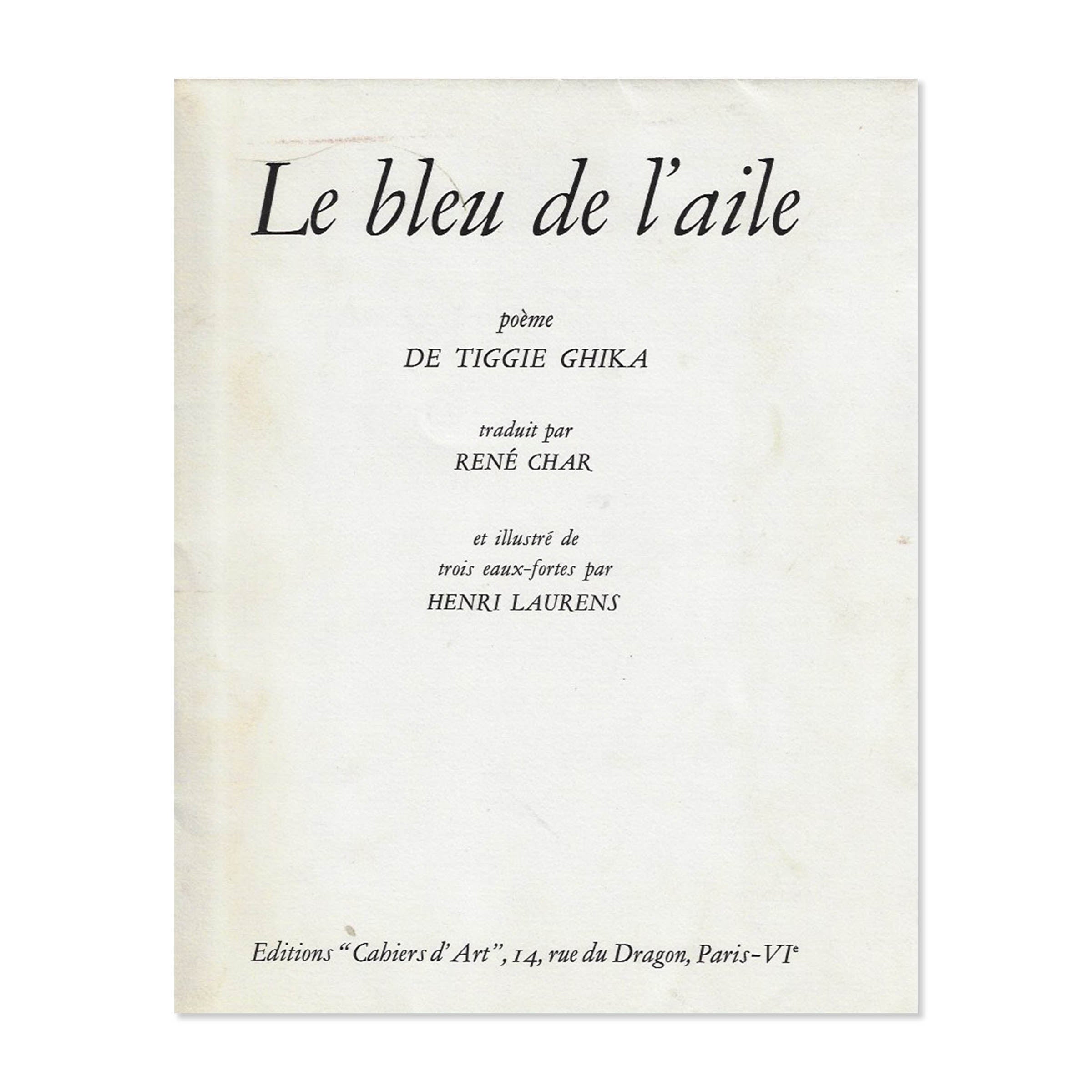 Henri Laurens and Tiggie Ghika. Le bleu de l'aile. 1948. image 0