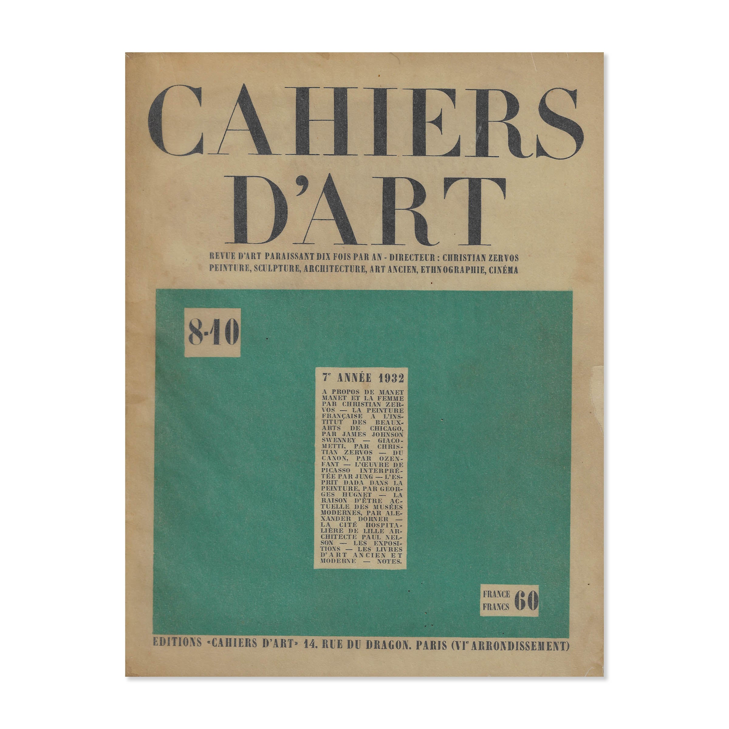 Revue Cahiers d'Art, 1932, n°8-10 image 1