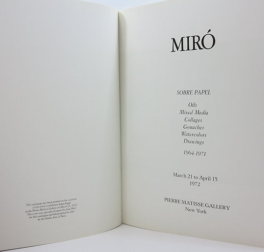 Joan Miro. Sobre papel. Pierre Matisse gallery. 1972. image 3