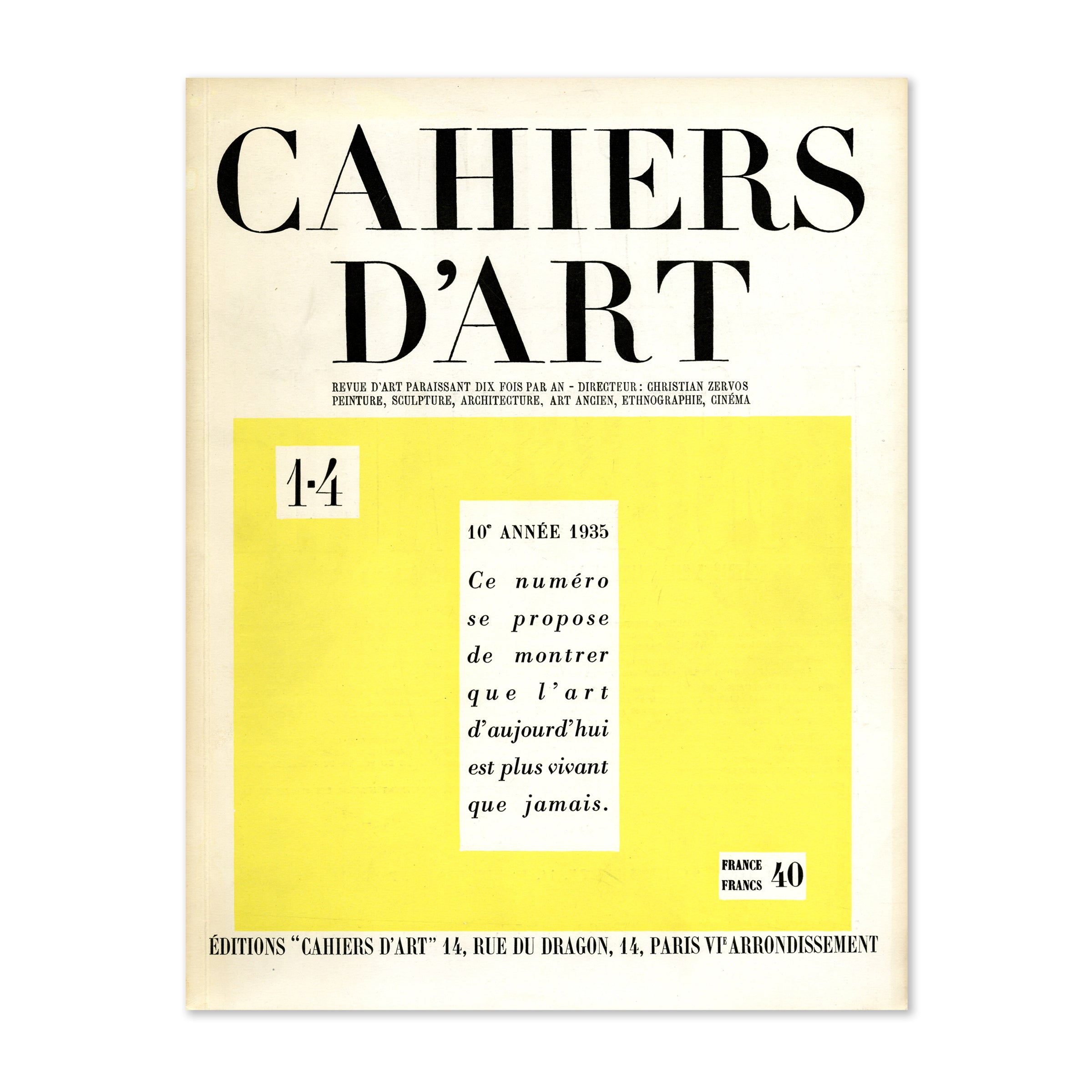 Revue Cahiers d'Art, 1935, n°1-4 image 0