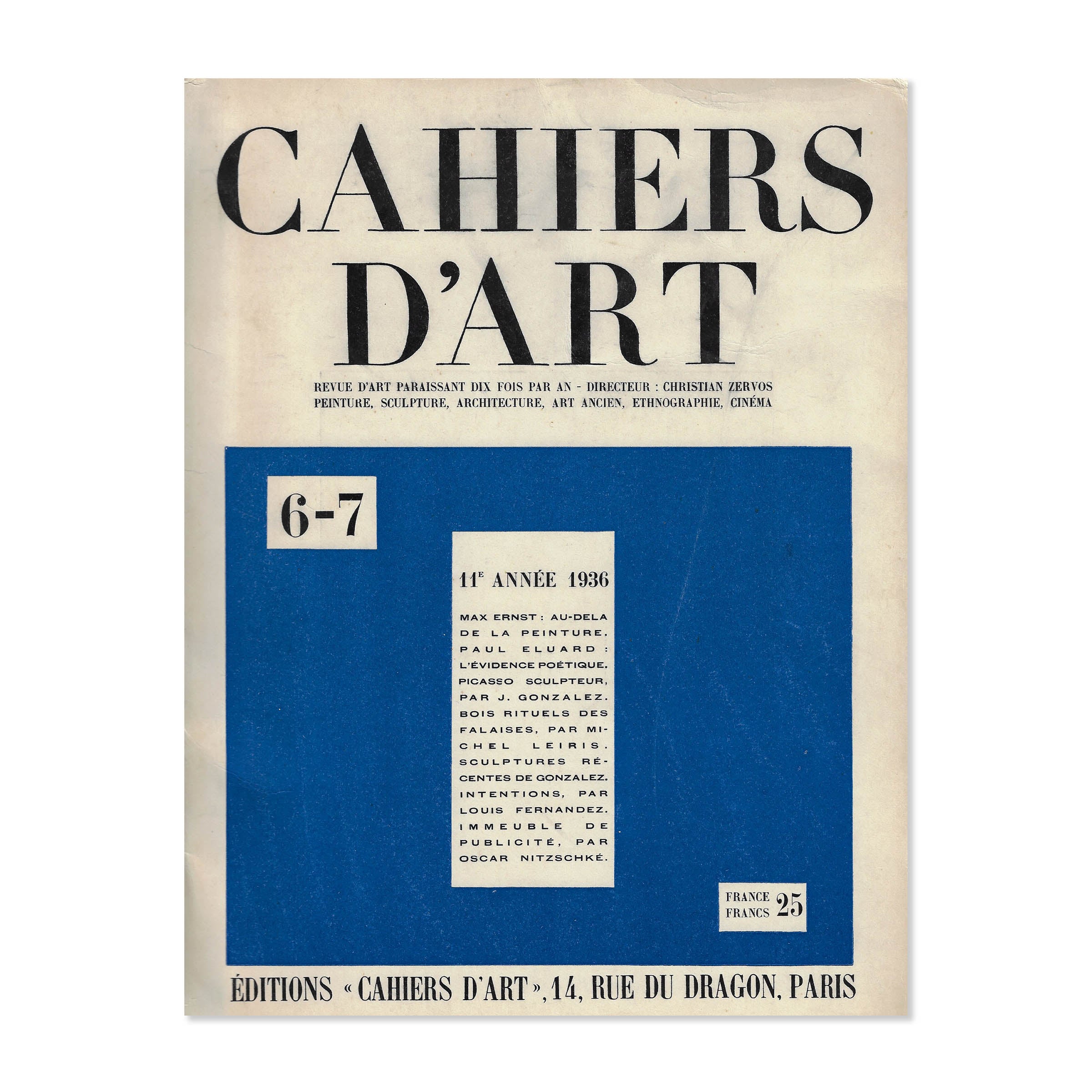 Revue Cahiers d'Art, 1936, n°6-7 image 0