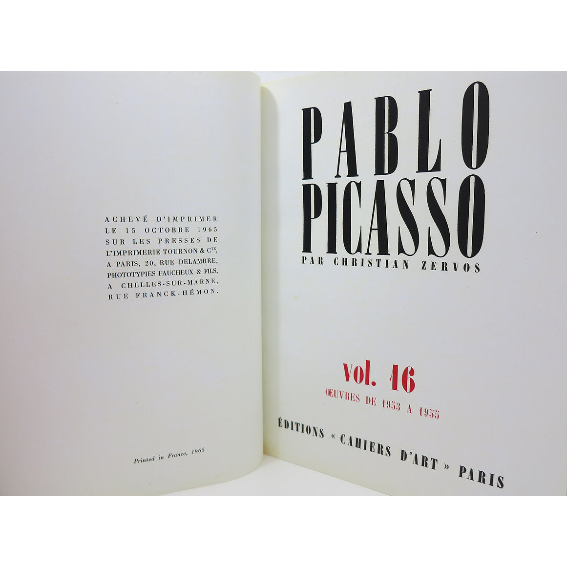 Picasso, by Christian Zervos, Vol.16. Cahiers d'Art, Catalogue Raisonné, 1965 image 3
