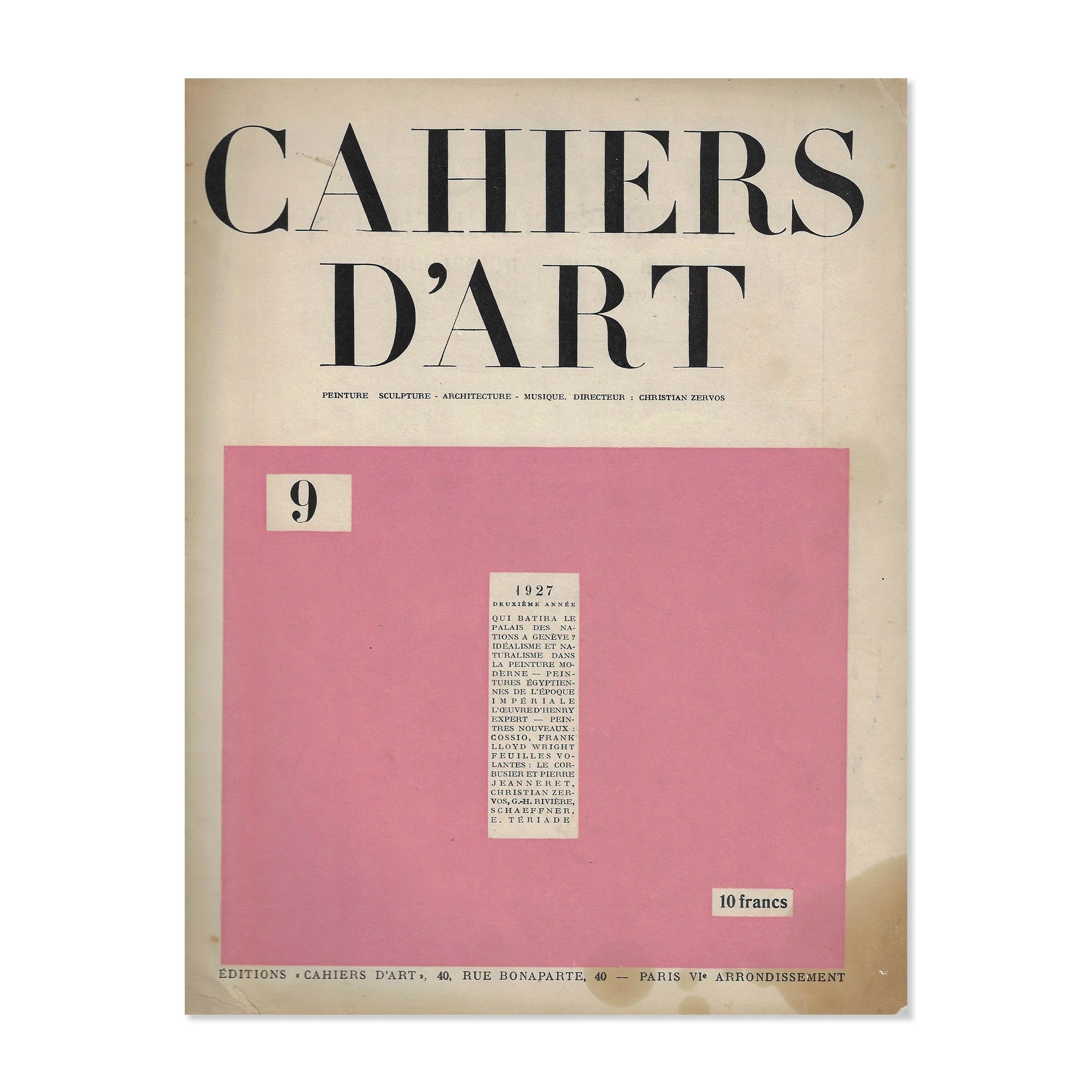 Revue Cahiers d'Art, 1927, n°9 image 0