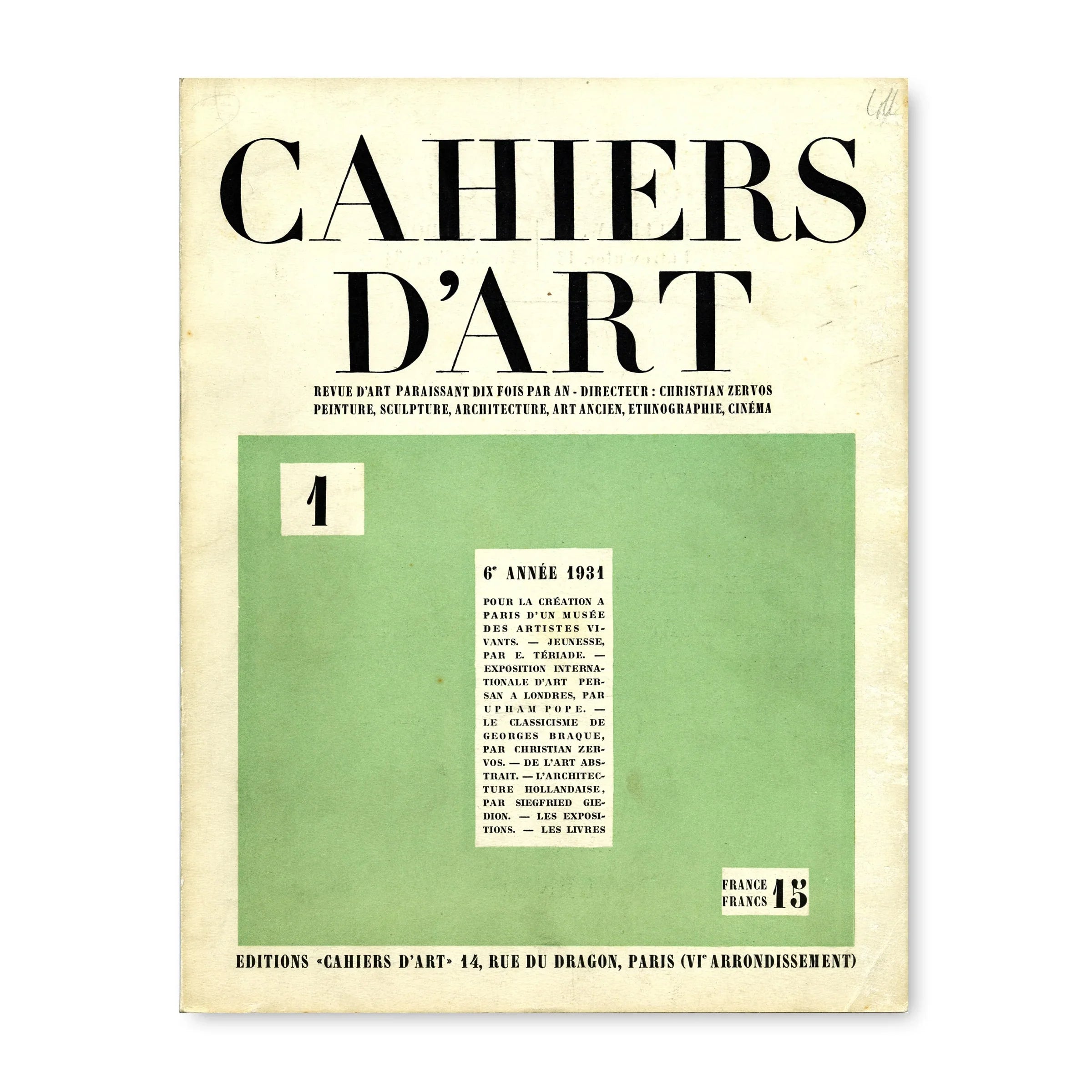 Revue Cahiers d'Art, 1931, n°1 image 0