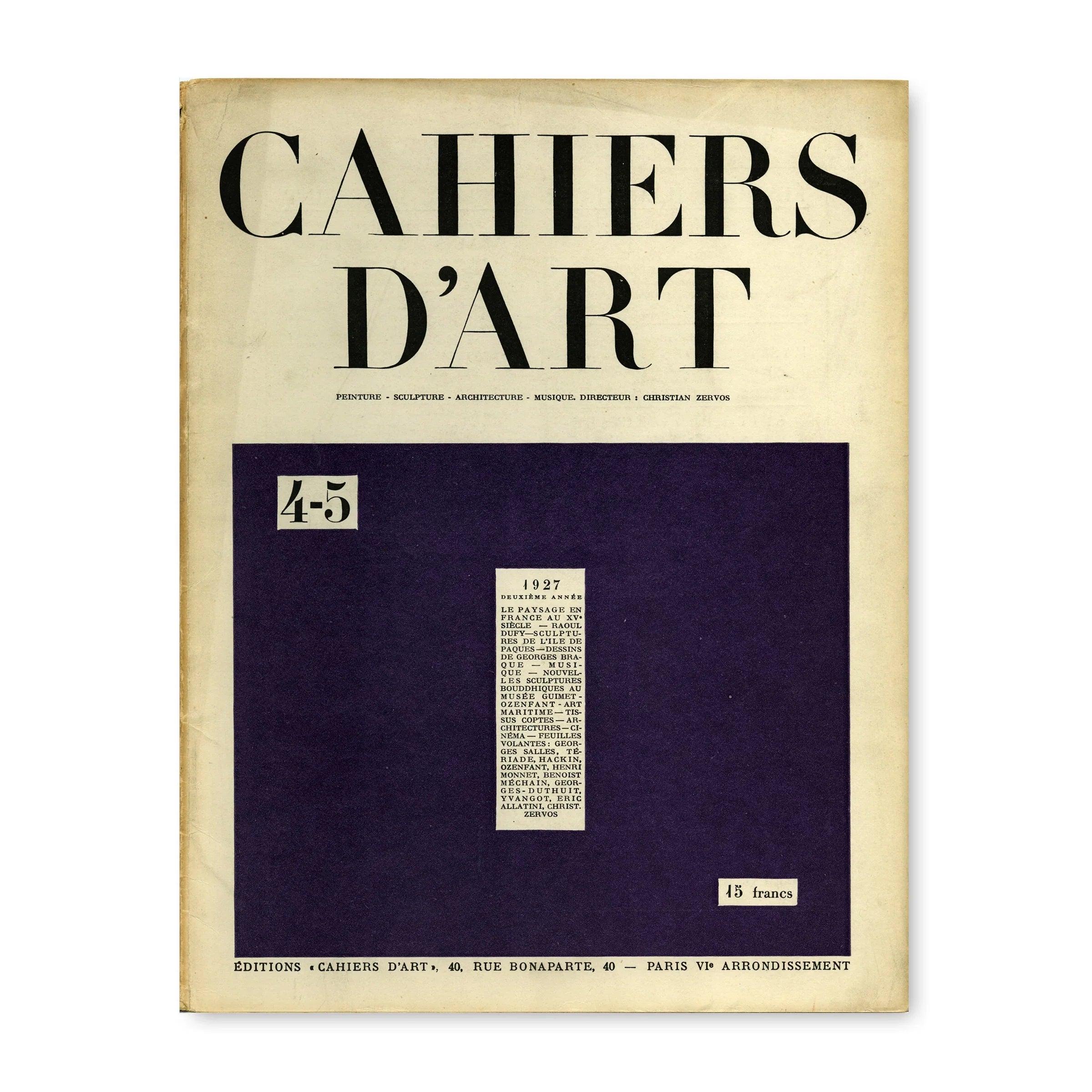 Revue Cahiers d'Art, 1927, n°4-5 image 0
