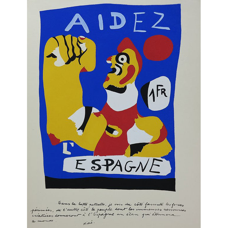 Joan Miro, Stencil for Cahiers d'Art, 1937, 'Aidez l'Espagne' image 1