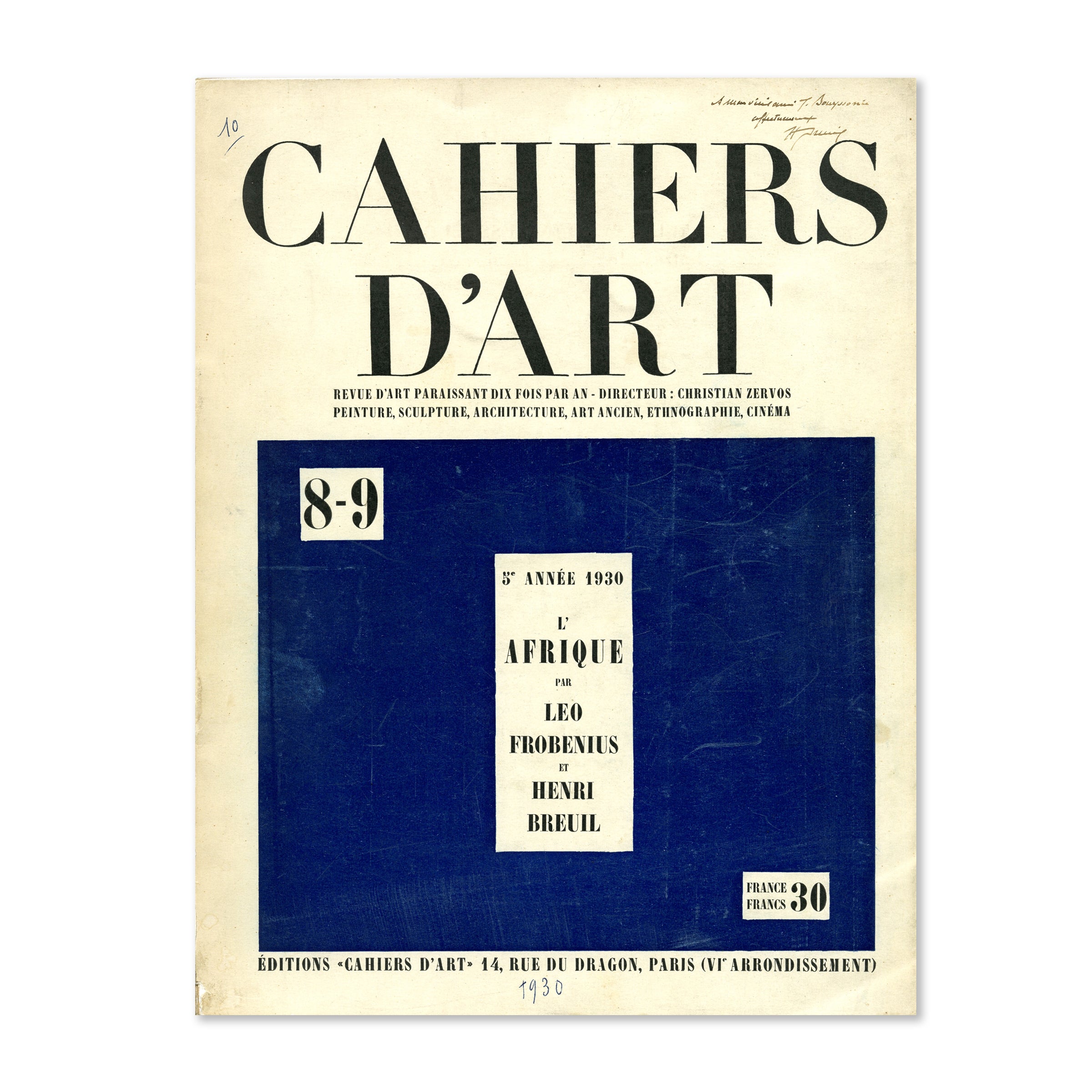 Revue Cahiers d'Art, 1930, n°8-9 image 0