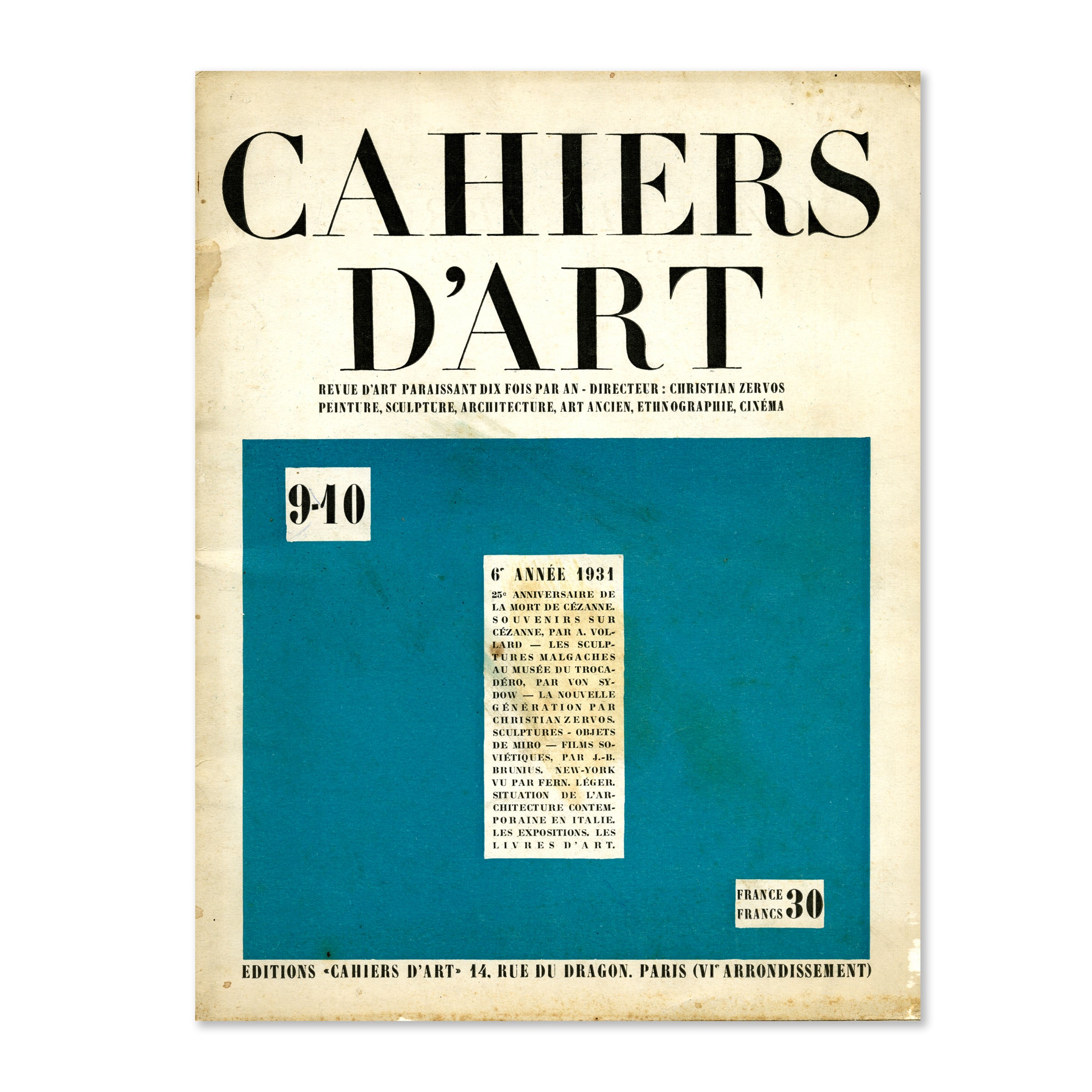 Revue Cahiers d'Art, 1931, n°9-10 image 0
