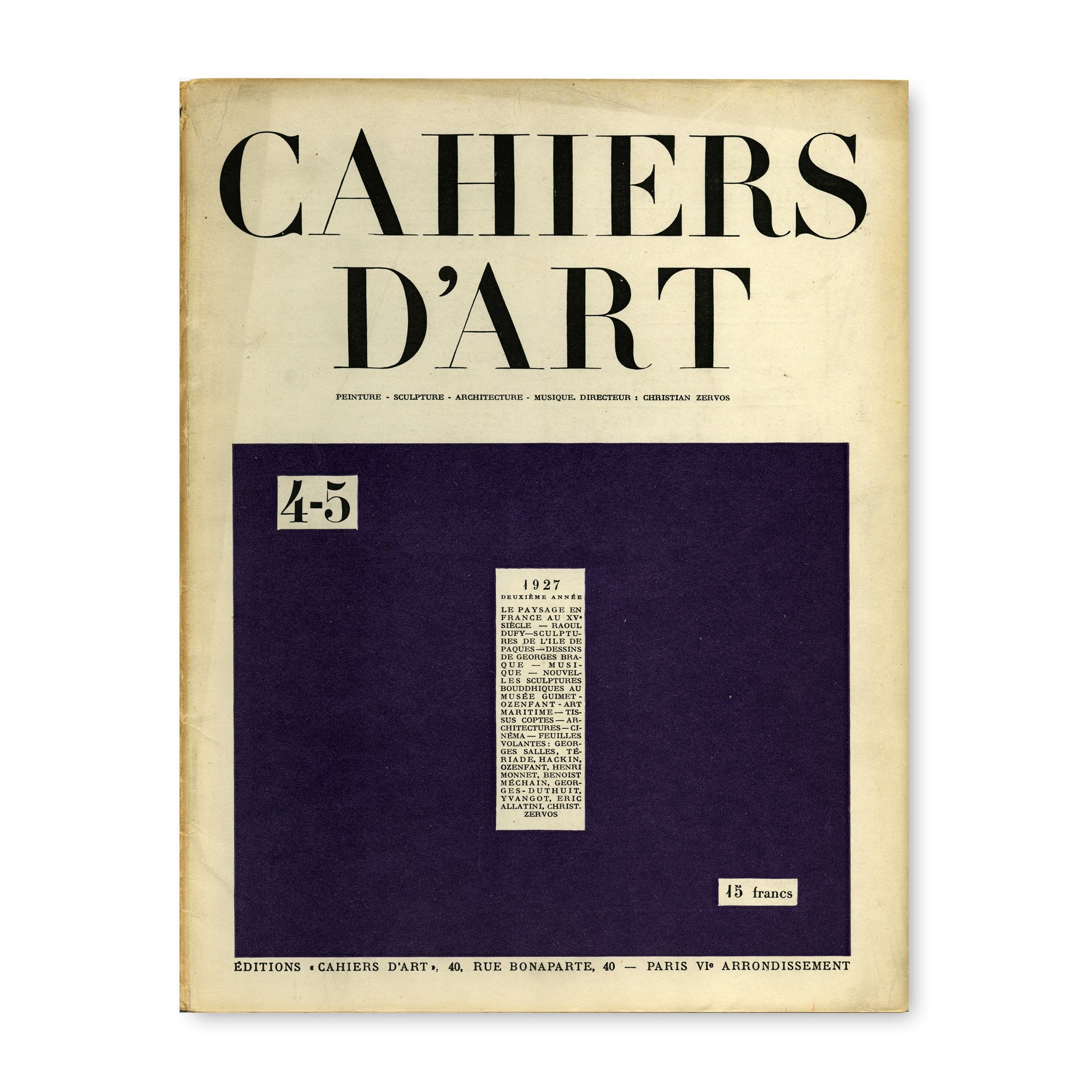 Revue Cahiers d'Art, 1927, n°4-5 (Copy) image 0