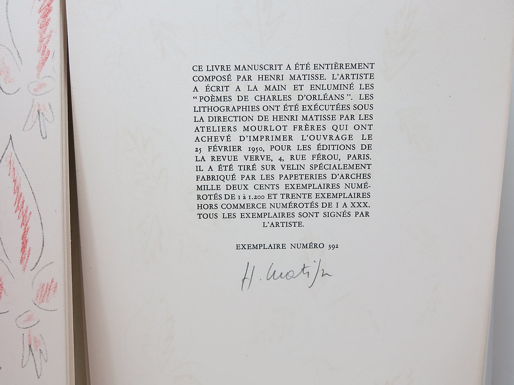 Poems by Charles d'Orléans, Illustrated by Matisse, Tériade, 1950 image 9