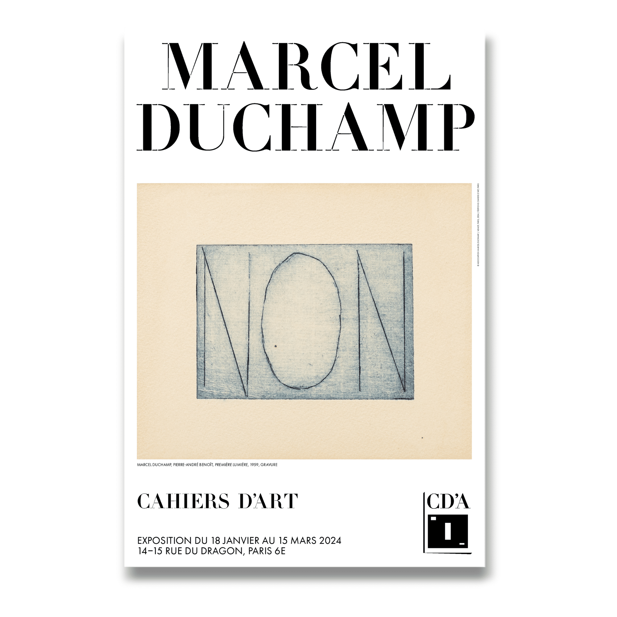 Pierre-Andre Benoit, Première Lumière 'NON', 1959, Cahiers d'Art Exhibition Poster image 0