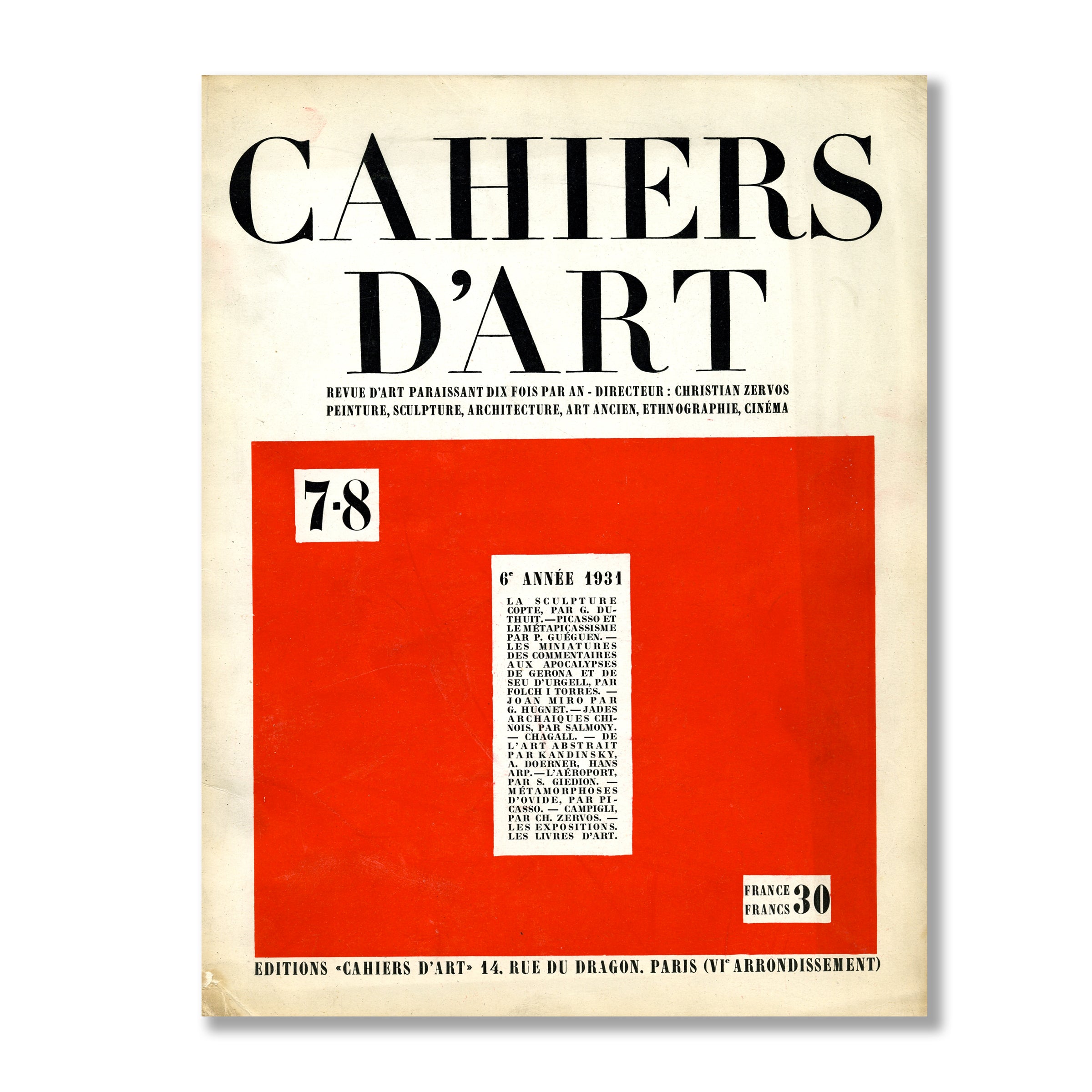 Revue Cahiers d'Art, 1931, n°7-8 image 0