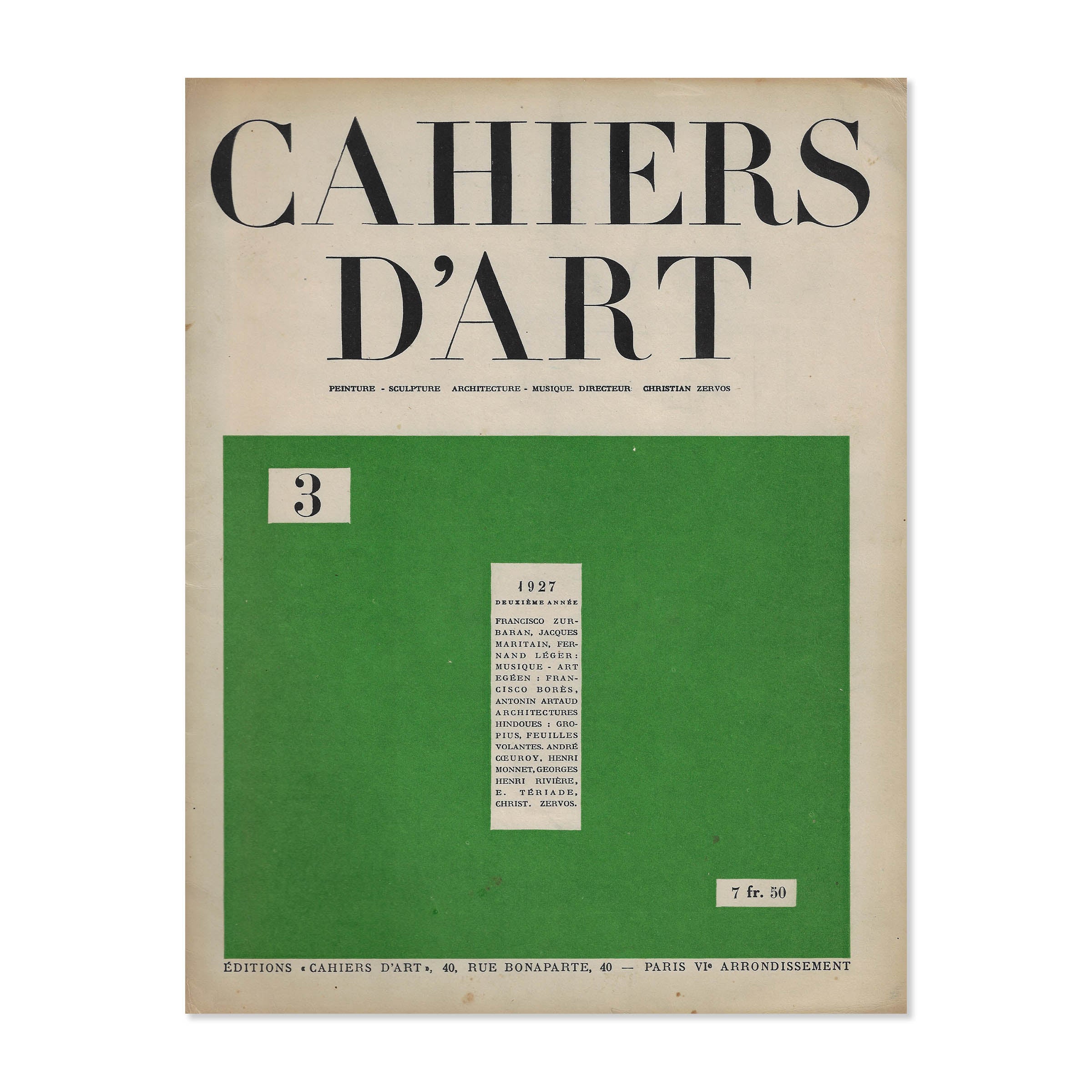 Revue Cahiers d'Art, 1927, n°3 image 0