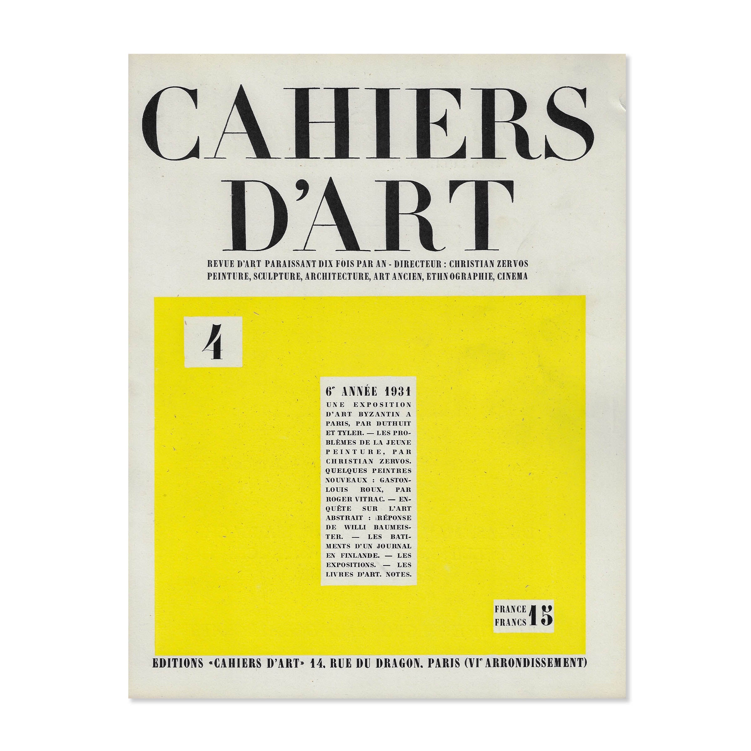 Revue Cahiers d'Art, 1931, n°4 image 0