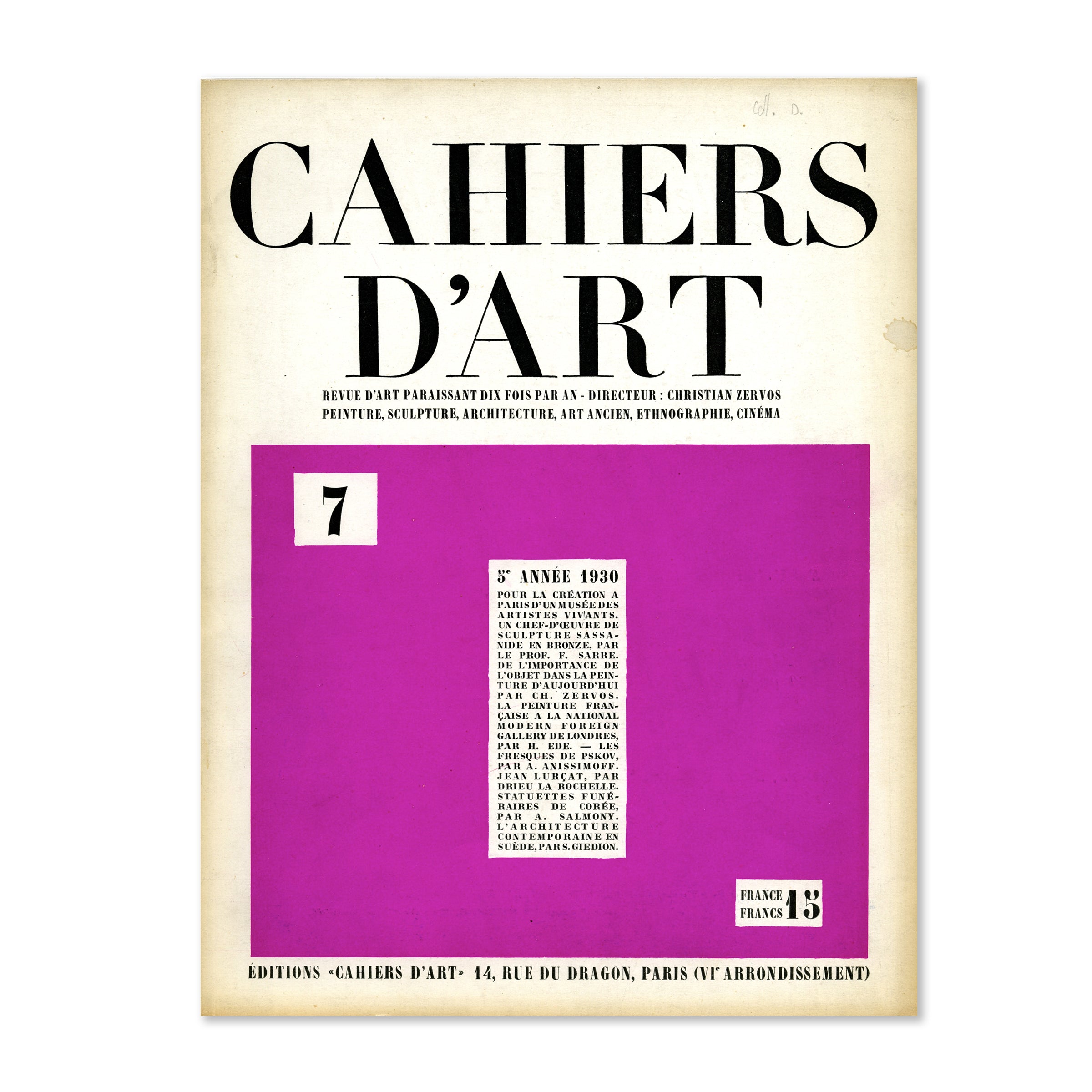 Revue Cahiers d'Art, 1930, n°7 image 0