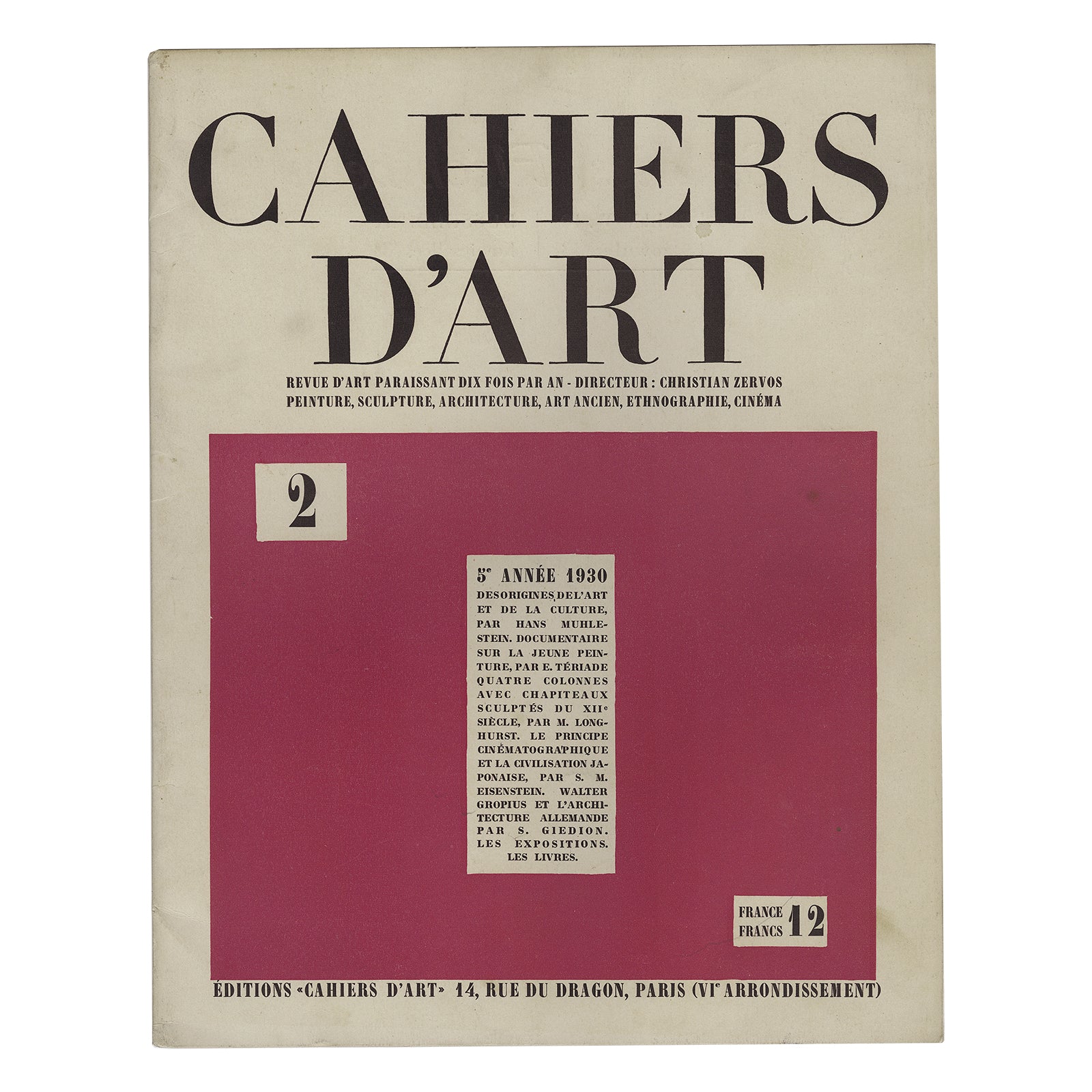 Revue Cahiers d'Art 1930, N°2 image 0