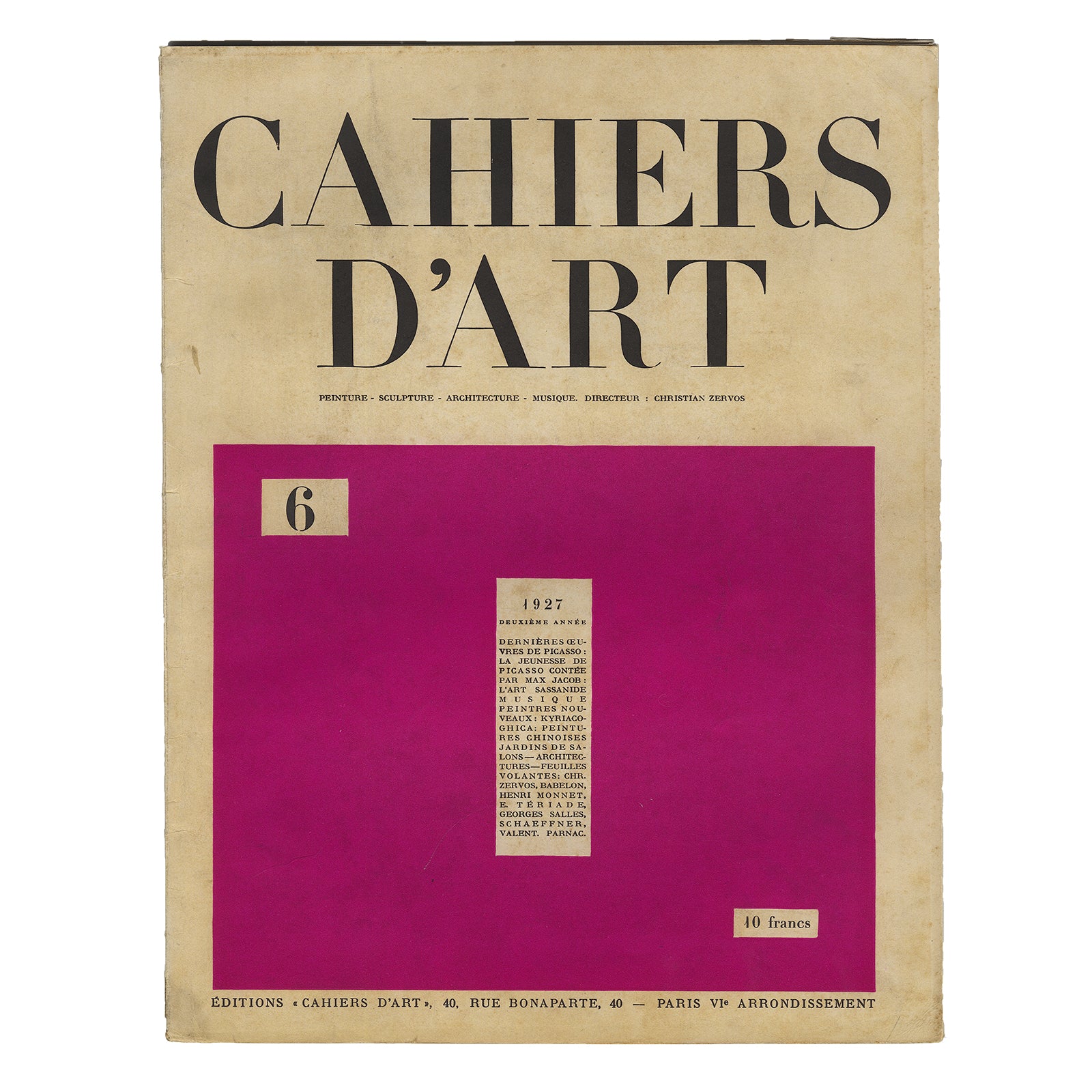 Revue Cahiers d'art, 1927 N°6 image 0