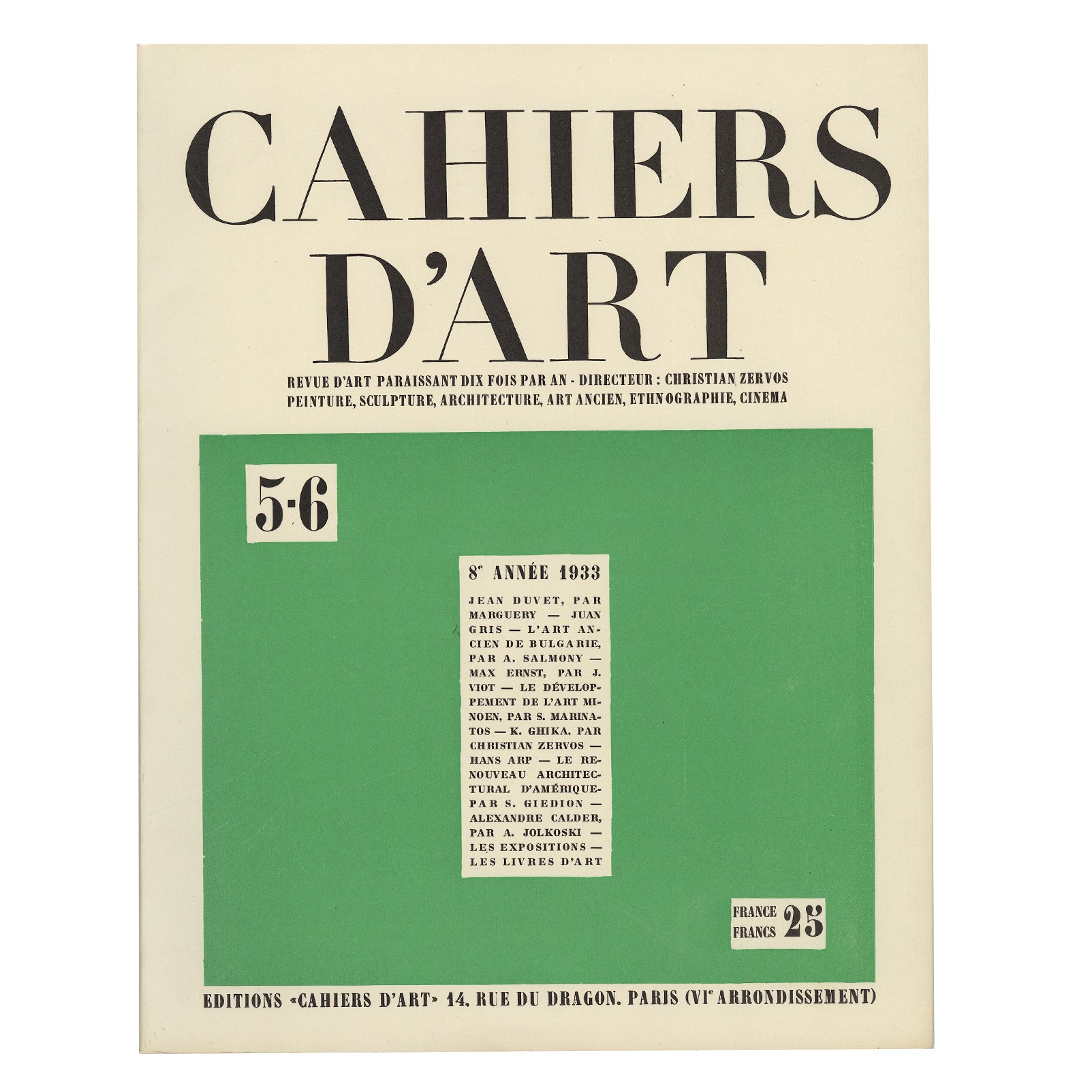 Revue Cahiers d'Art, 1933, n°5-6 image 0