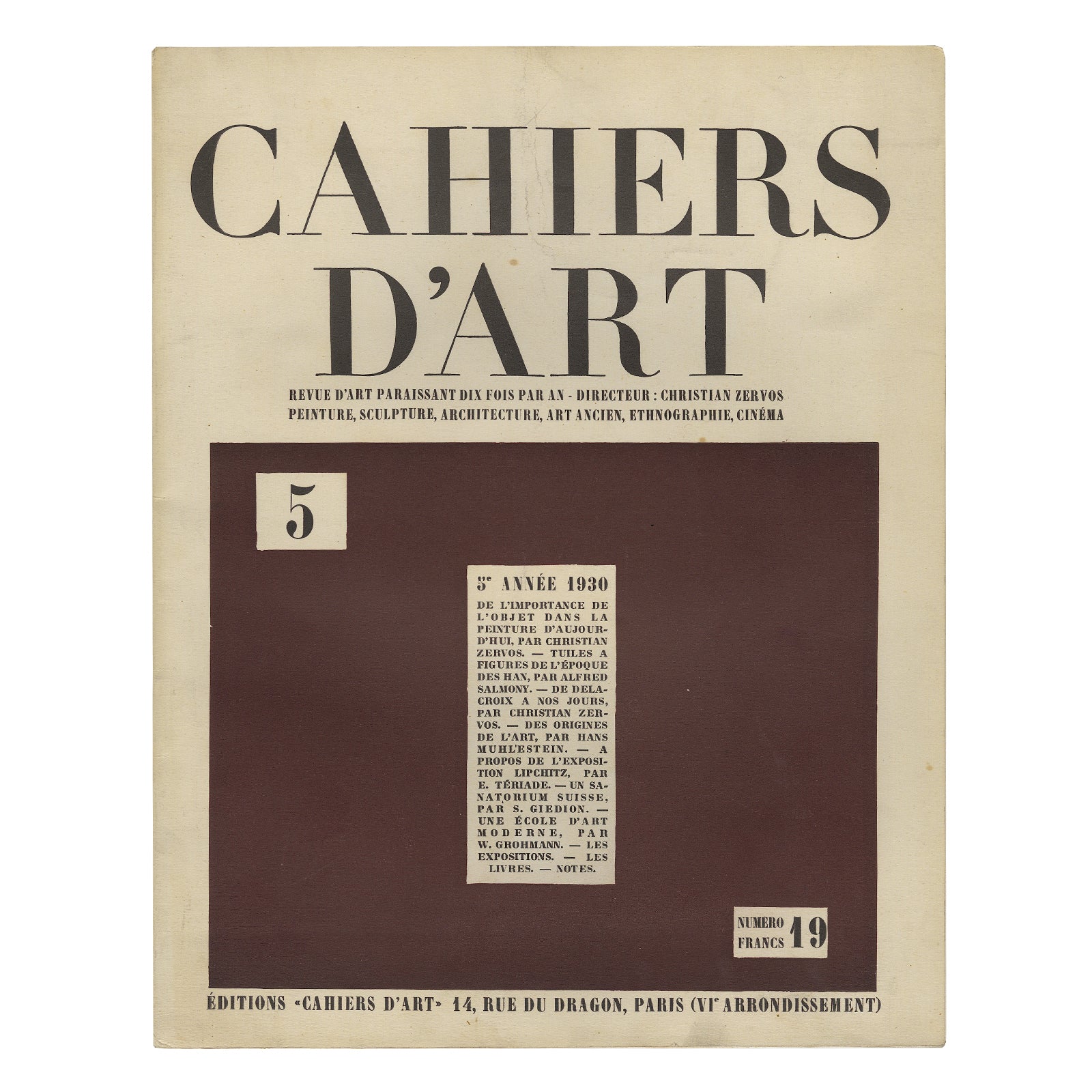 Revue Cahiers d'Art, 1930, N°5 image 0