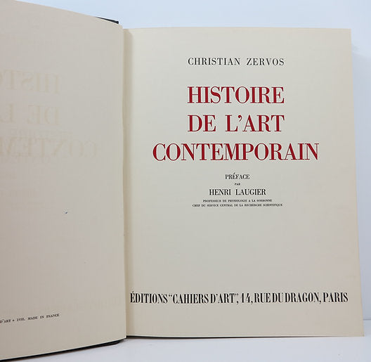C. Zervos. Histoire de l'art contemporain. Cahiers d'Art. 1938 image 1