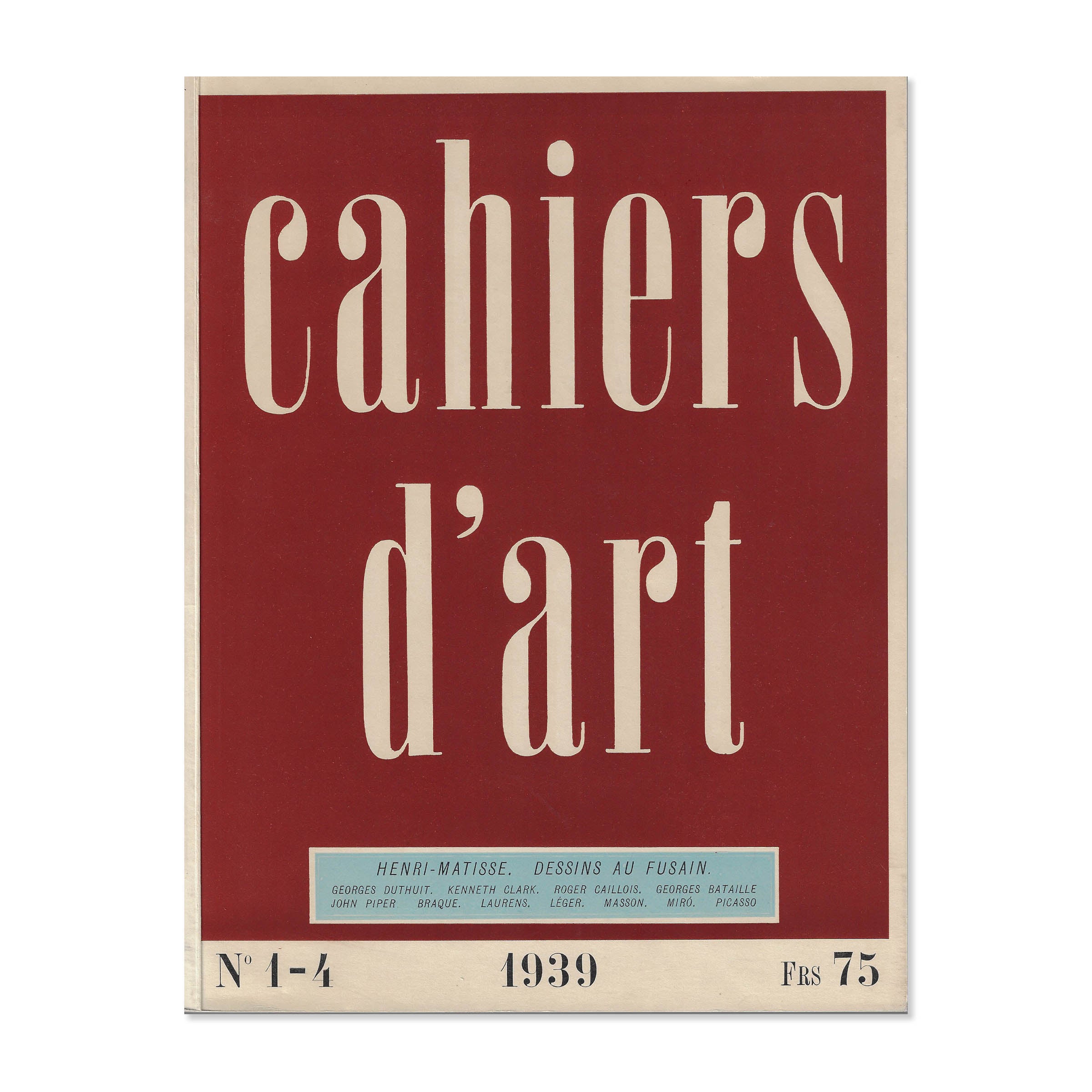 Cahiers d'Art, 1939, n°1-4. Henri Matisse : dessins au fusain. image 0