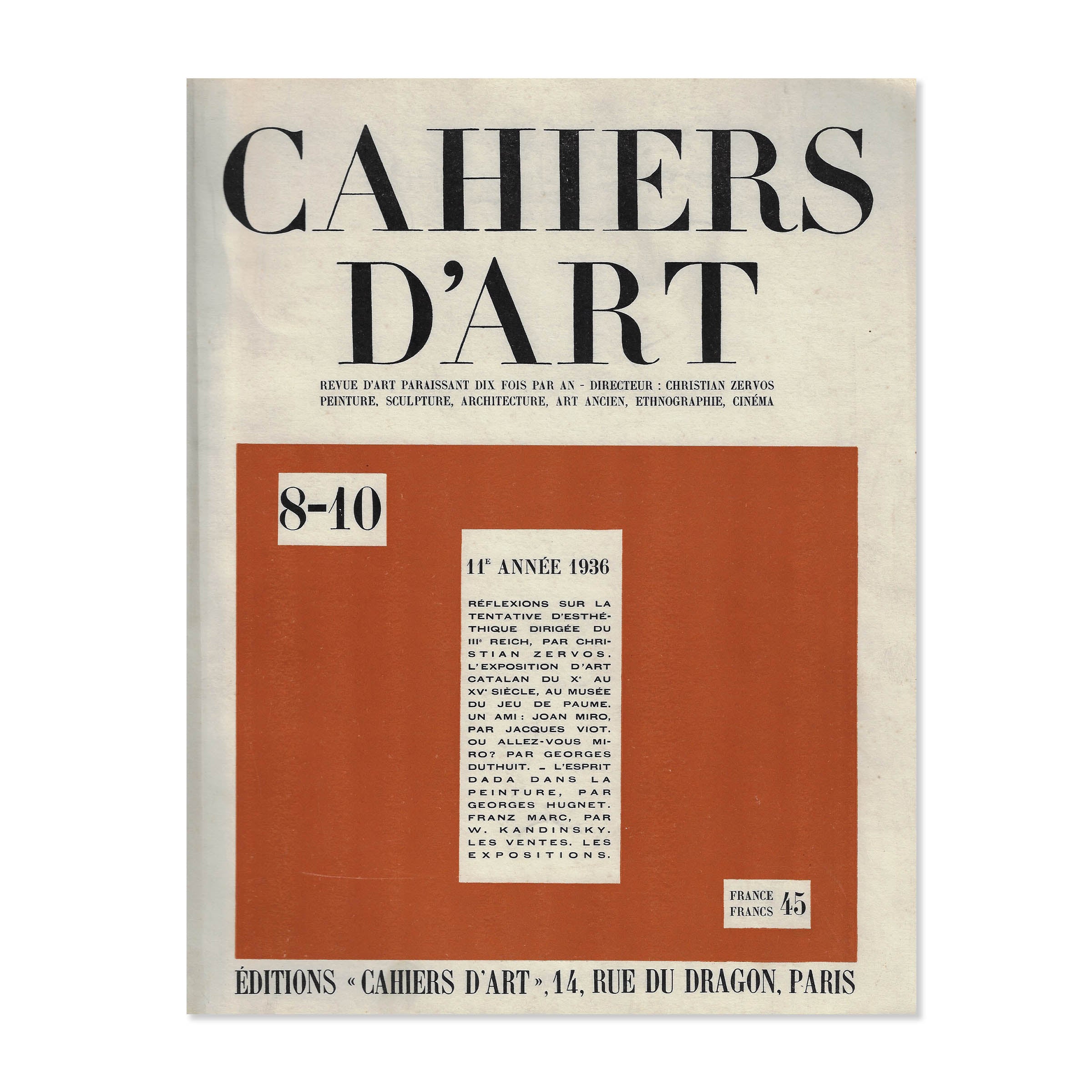 Revue Cahiers d'Art, 1936, n° 8-10 image 0